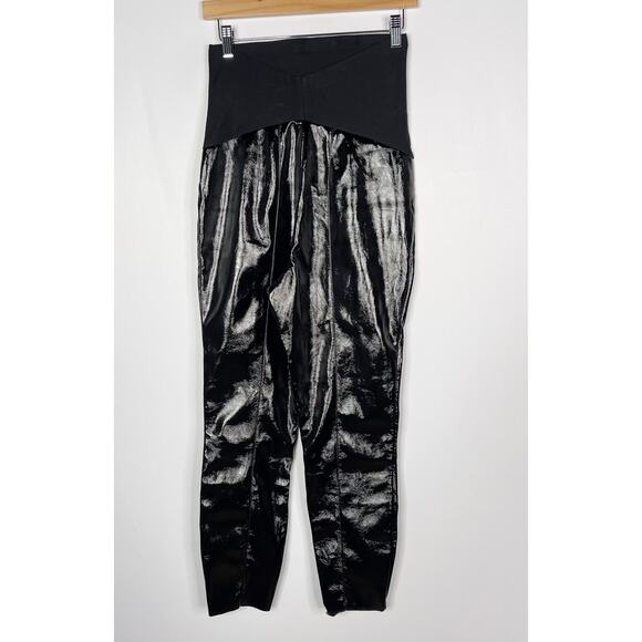 New ASOS Maternity 6 Black Faux Leather Pants Over The Belly High Waist Seamed - Picture 2 of 10